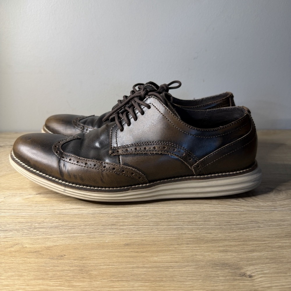 Cole Haan Mens Original Grand Wingtip Oxford Brown Tan Ivory Sneakers Size 10